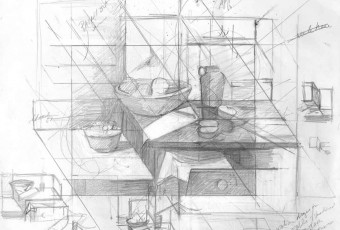 Drawing study, composition study, geometry and art