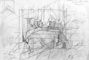 Drawing study, composition study, geometry and art