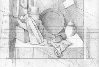 Drawing study, composition study, geometry and art