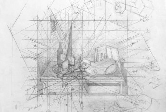Drawing study, composition study, geometry and art
